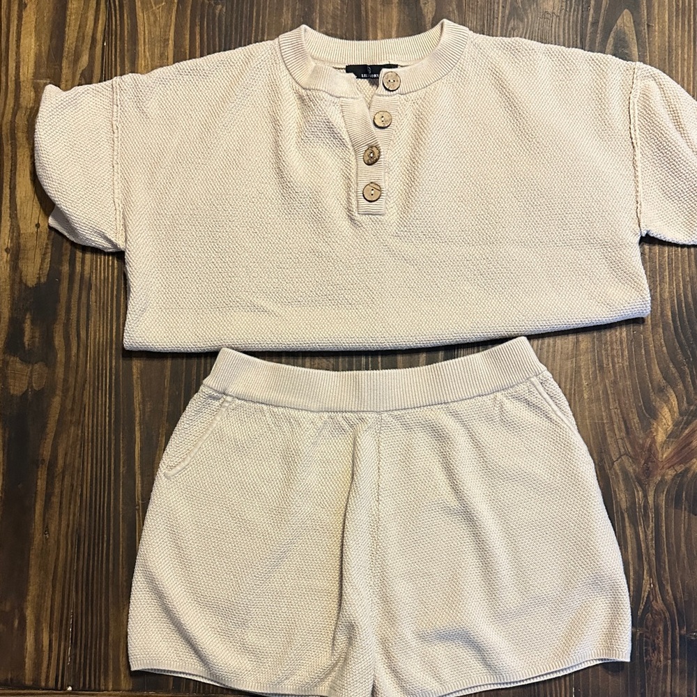 Cream Button-Up Women's Lounge Set